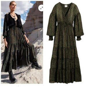 Peruvian Connection Maxi Cheetah Print Dress Size M – Boho Chic Animal Print